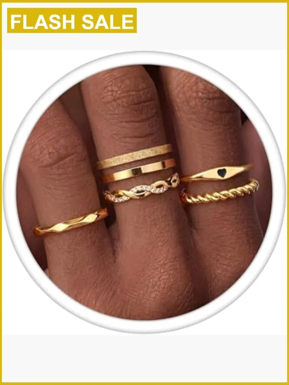 6 Piece Stainless Steel Stacking Rings Set Knuckle Midi Promise Wedding Band